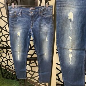 Stylish Blue Distressed Skinny Jeans